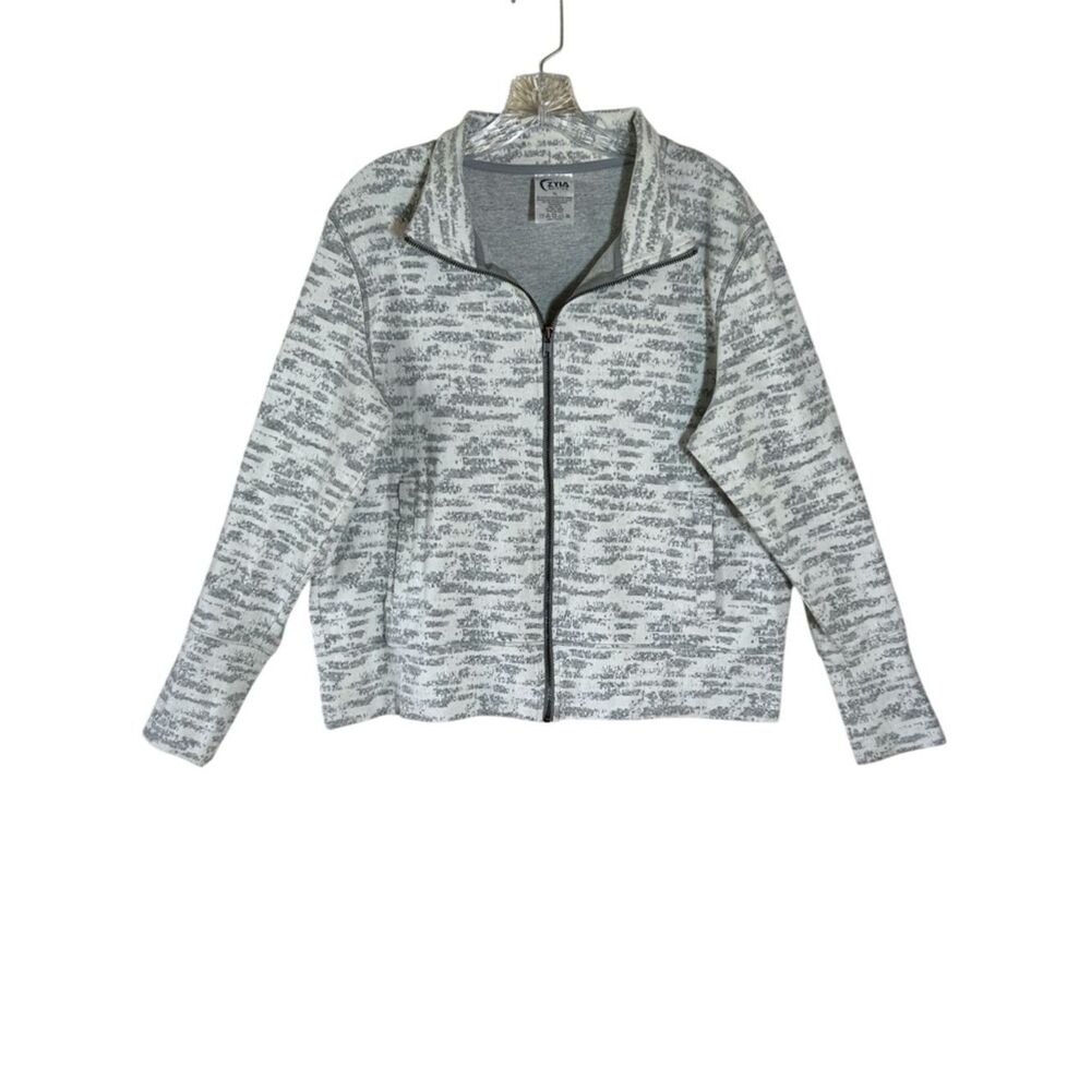 Zyia Active Grey And White Full Zip Sweatshirt